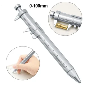 05b34be5e2610b9de2b28273b719dbb5.webp Portable 0 to 100mm Vernier Caliper Roller plastic mini vernier caliper With 0 5mm Gel Ink Pen Model Slide Measuring Gauging Tools