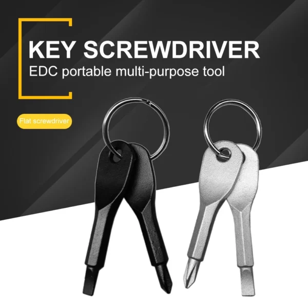 5dc0bea5219ef73e577beaf91fdf09f8.webp 2pcs Portable Key Shaped Phillips Slotted Screwdriver with Keychain Multifunctional Mini Pocket Repair EDC Tools Gadget