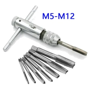 670555de9b853b57022c1ecad5f85e38.webp Reversible Screwdriver Tap Holder 6pcs Screw Tap Wrench Set T Shaped M5 M12 M3 M8Wrench Threading Tapping Hand Tools