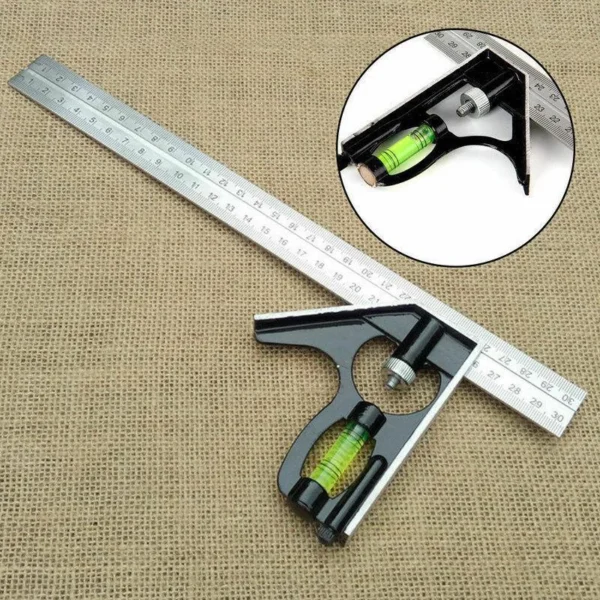 7bcddcc107961c3b1f2986e62ff186ed.webp Square Ruler Set Kit 300mm Adjustable Engineers Combination Try None Right Angle Ruler with Spirit Level and Scriber