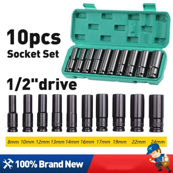 cn-11134207-7r98o-lsmneqz3vpp95c.webp 10PCS 14PCS Long Impact Socket Set Black Deep Box Set Tool Set Socket Wrench Set Tool Converter Reducer